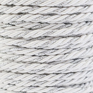 Cord&oacute;n trendy espiral 3mm Blanco-plateado
