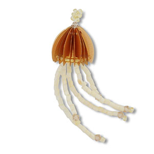 Colgantes de abalorios de cristal medusa Marr&oacute;n-nude-marr&oacute;n transparente