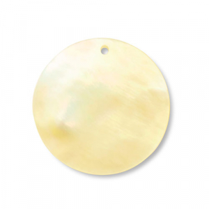 Colgantes concha redondos Blanco (color natural)-amarillo ocre