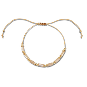 Pulsera tobillera trendy abalorios mixtas Marr&oacute;n claro-dorado