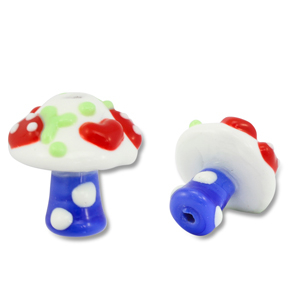 Abalorios de vidrio pintados a mano seta Azul-blanco-rojo
