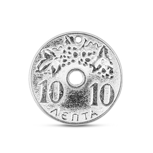 Colgantes met&aacute;licos DQ moneda Plateado vieja (sin n&iacute;quel)