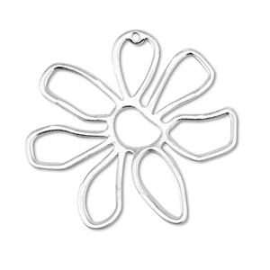 Colgantes met&aacute;licos DQ flor Plateado vieja (sin n&iacute;quel)