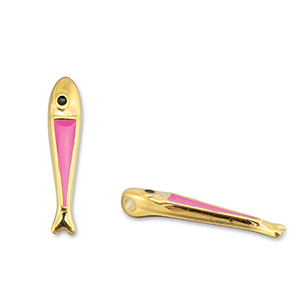 Colgantes met&aacute;licos DQ pez Rosado magenta-Dorado (sin n&iacute;quel)