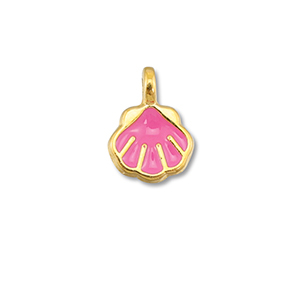Colgantes met&aacute;licos DQ conchas Rosado magenta-Dorado (sin n&iacute;quel)