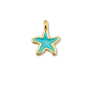 Colgantes met&aacute;licos DQ estrella de mar Azul turquesa-Dorado (sin n&iacute;quel)