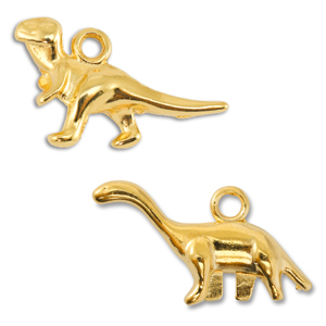Colgantes met&aacute;licos DQ dinosaurio Dorado (sin n&iacute;quel)