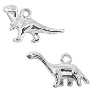 Colgantes met&aacute;licos DQ dinosaurio Plateado vieja (sin n&iacute;quel)