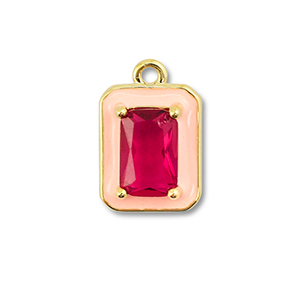 Metal TQ lat&oacute;n colgante rect&aacute;ngulo Dorado-rosa crema-vino tinto frutos rojos