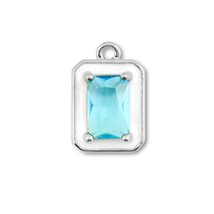Metal TQ lat&oacute;n colgante rect&aacute;ngulo Plateado-blanco-azul claro