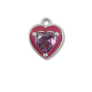 Metal TQ lat&oacute;n colgante coraz&oacute;n Plateado-p&uacute;rpura