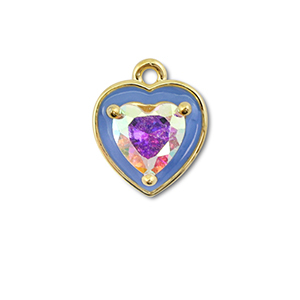 Metal TQ lat&oacute;n colgante coraz&oacute;n Dorado-azul-cubierta AB