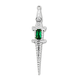 Metal TQ lat&oacute;n colgante cocodrilo Plateado-verde oscuro