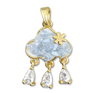Colgantes de lat&oacute;n Eco-brass&reg; zirconia nube Dorado-gris claro