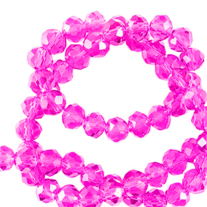 Abalorios faceteados disco 6x4mm Rosa ne&oacute;n