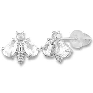Metal TQ lat&oacute;n pendiente abeja Plateado-transparente