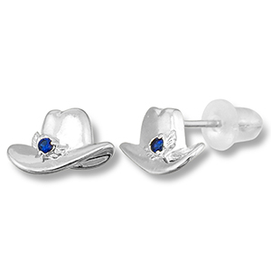 Metal TQ lat&oacute;n pendiente sombrero vaquero Plateado-azul oscuro