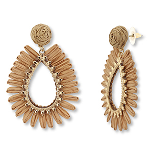 Pendientes rafia trendy gota Marr&oacute;n-marr&oacute;n claro-dorado