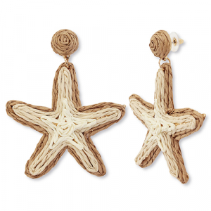 Pendientes rafia trendy estrella de mar Beige-marr&oacute;n claro-dorado