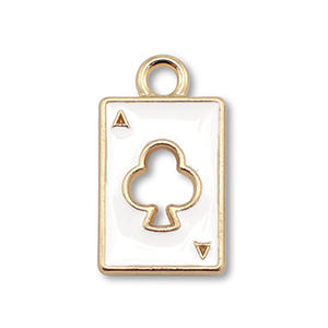 Colgantes met&aacute;licos esmalte carta Dorado-blanco
