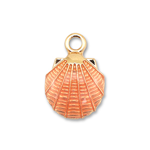 Colgantes met&aacute;licos esmalte conchas Dorado-melocot&oacute;n rosa