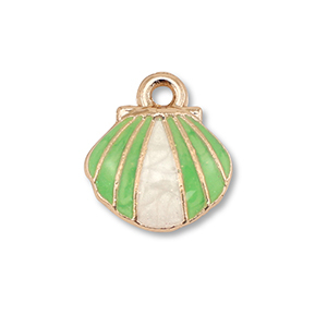 Colgantes met&aacute;licos esmalte conchas Dorado-verde claro-blanco