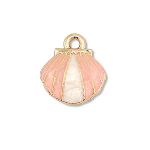 Colgantes met&aacute;licos esmalte conchas Dorado-rosa claro-blanco