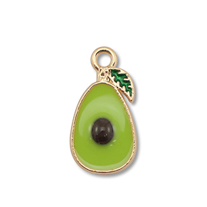 Colgantes met&aacute;licos esmalte aguacate Dorado-verde oliva
