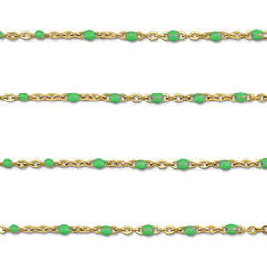 Fornituras Acero Inox cadena jasseron 1mm Dorado-verde