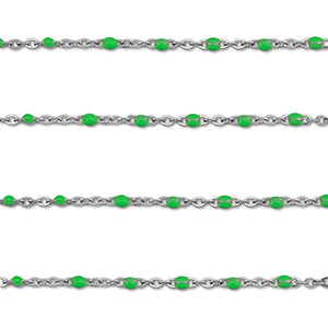 Fornituras Acero Inox cadena jasseron 1mm Plateado-verde
