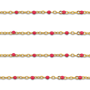 Fornituras Acero Inox cadena jasseron 1mm Dorado-rojo cereza