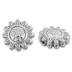 Abalorios Acero Inox flor con rostro Plateado