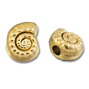Abalorios Acero Inox concha Dorado