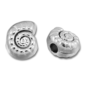 Abalorios Acero Inox concha Plateado