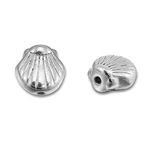 Abalorios Acero Inox concha Plateado