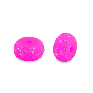 Abalorios de resina rondeles 12mm Rosa magenta