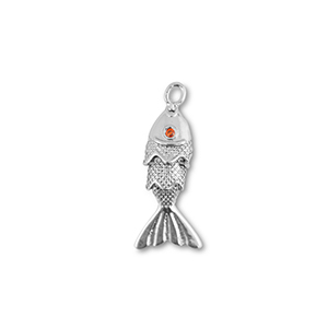 Metal TQ lat&oacute;n colgante pez Plateado-naranja