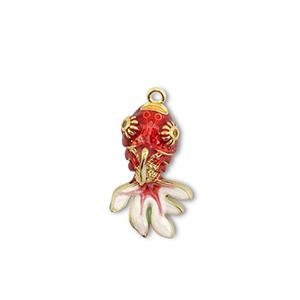 Colgantes de lat&oacute;n Eco-brass&reg; pez Dorado-rojo-blanco