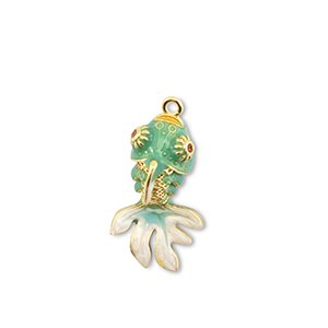 Colgantes de lat&oacute;n Eco-brass&reg; pez Dorado-turquesa-blanco