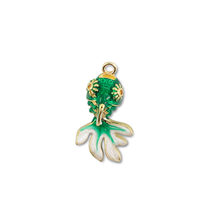 Colgantes de lat&oacute;n Eco-brass&reg; pez Dorado-verde-blanco