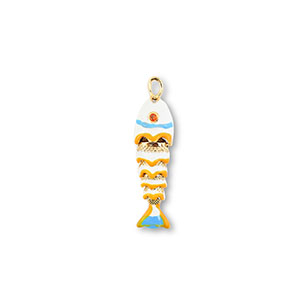 Metal TQ lat&oacute;n colgante pez Dorado-blanco-amarillo-azul claro