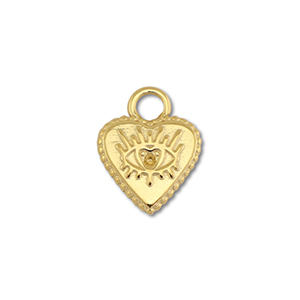 Colgantes Acero Inox coraz&oacute;n con Ojo Providencia Dorado