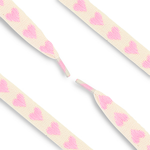 Cord&oacute;n de zapato trendy con coraz&oacute;n Blancuzco-rosa