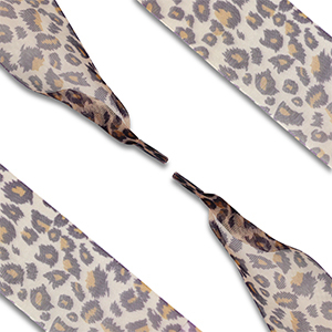 Cord&oacute;n de zapato trendy de organza leopardo Marr&oacute;n chiaro-marr&oacute;n-negro