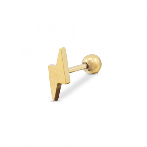 Piercing oreja Acero Inox rel&aacute;mpago Dorado