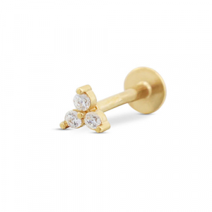 Piercing oreja Acero Inox tri&aacute;ngulo Dorado