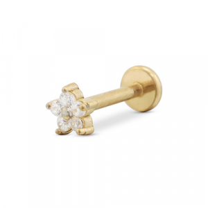 Piercing oreja Acero Inox flor Dorado