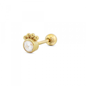 Piercing oreja Acero Inox redondos con bolas Dorado