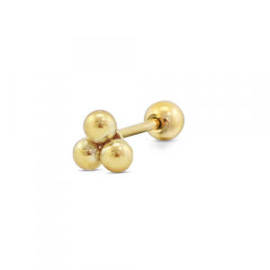 Piercing oreja Acero Inox con bolas Dorado