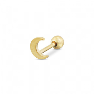 Piercing oreja Acero Inox luna Dorado